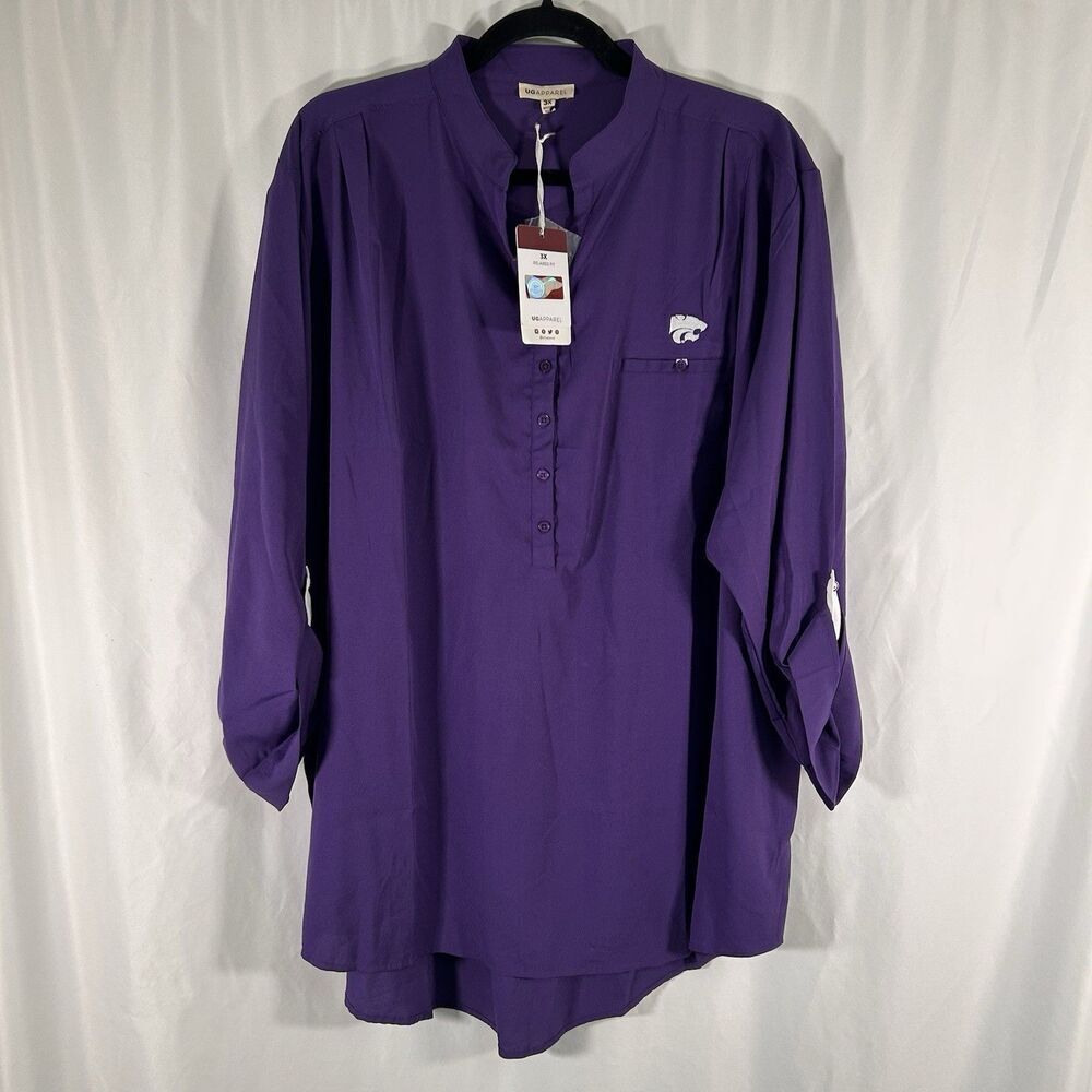 New K State UG Apparel Blouse Women's 3X Purple Long Sleeve Relaxed Lightweight